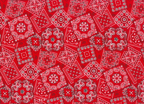 Bandana Red White Black Fabric